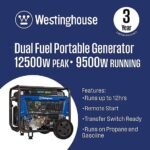 Westinghouse 12,500/9,500-Watt Dual-Fuel Portable Generator, Electric Start, Transfer Switch Ready - Image 5