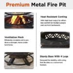 Red Mountain Valley 47 in. Wood-Burning Fire Pit with Adjustable BBQ Grate, Geometric - Image 3