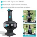 Sunnydaze 57″ 360-Degree View Steel Wood-Burning Chiminea with Grate, Poker, and Cover - Image 3