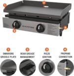 Blackstone 22″ Portable Tabletop Griddle – Dual Burner Flat Top Grill, 24,000 BTU Propane with Stainless Steel Faceplate & Rear Grease System - Image 20