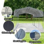 11x19FT Heavy Duty Metal Carport | Galvanized Outdoor Shelter for Cars, Boats & Parties - Image 2