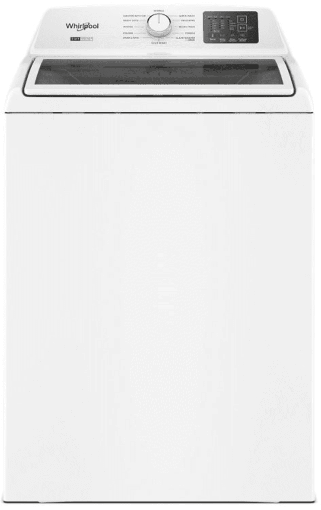 Whirlpool WTW4307SW 4.2–4.3 Cu. Ft. Top Load Washer with 2-in-1 Removable Agitator, Soft Close Glass Lid, White