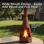 Sunnydaze 70″ Rust Patina Finish Steel Wood-Burning Chiminea with Spark Screen - Image 3