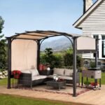 Pergola, Outdoor Steel Arched Pergola with Adjustable Canopy - Image 3