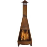 Sunnydaze 70″ Rust Patina Finish Steel Wood-Burning Chiminea with Spark Screen - Image 11
