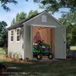 Installed Meridian 8 ft. x 10 ft. Wood Storage Shed with Autumn Brown Shingles - Image 7