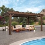 16×12 ashford traditional steel pergola with sail shade soft canopy