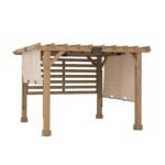SummerCove 11 ft. x 10 ft. Tan Cedar Frame Wood Pergola with Adjustable Canopy - Image 2