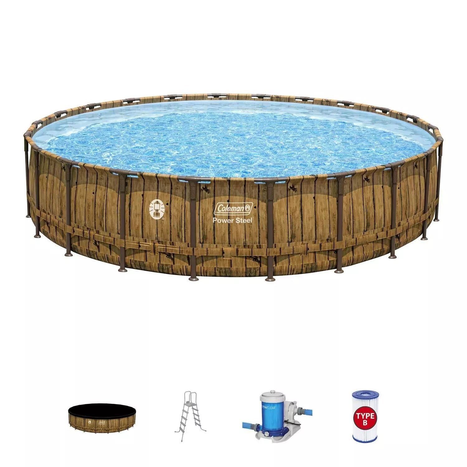 Coleman Power Steel 22′ x 52 Round Above Ground Pool Set