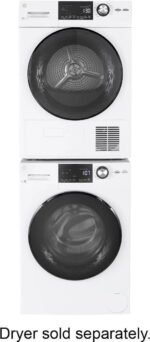 GE – 2.4 Cu. Ft. High Efficiency Stackable Front Load Washer with Steam and Sanitize – White - Image 2